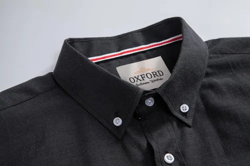 Vista 4 de Camisa Oxford para hombre de manga corta de ajuste normal, camisa casual con botones y bolsillo
