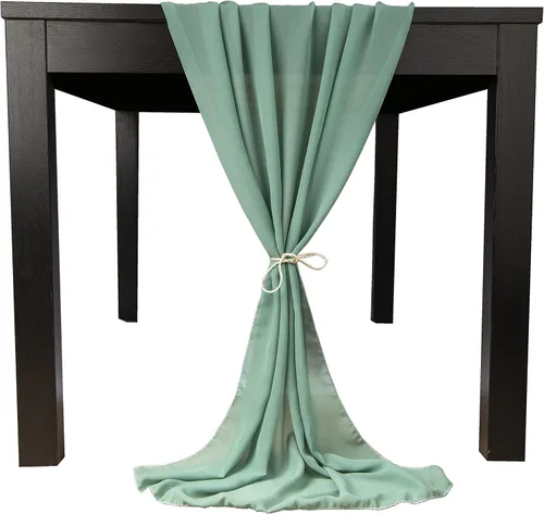 Vista 9 de Camino de mesa de gasa de 10 pies, 27 x 120 pulgadas, romántica tela transparente para decoraciones de boda, baby shower, fiesta de cumpleaños