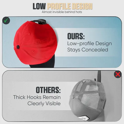 Vista 6 de Modern JP Ganchos adhesivos para sombreros de pared (paquete de 8) – Diseño minimalista para sombreros, sin taladrar, ganchos de sujeción fuerte