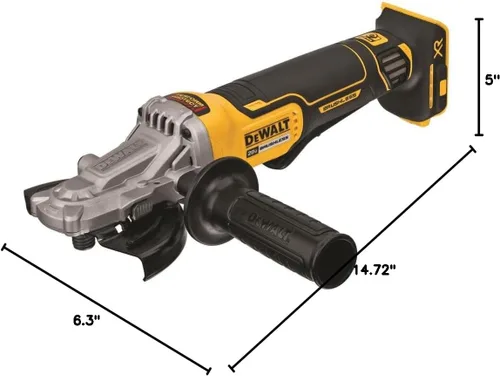 Vista 9 de DEWALT Amoladora angular 20V MAX* XR con freno, 5 pulgadas, interruptor de paleta de cabeza plana, solo herramienta (DCG413FB)