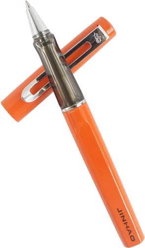 Vista 4 de Comfort Grip Metal Pen Barriles Rollerball Pen Instrumentos de escritura fina - Naranja