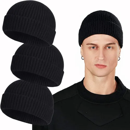 Vista 33 de ROYBENS Swag Wool Knit Cuff Short Fisherman Beanie for Men Women Winter Hat 1 albaricoque