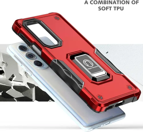 Vista 9 de Funda para Moto Edge Plus 2022/Edge X30/Edge 30 Pro con protector de pantalla, soporte magnético integrado para automóvil, funda protectora para Rojo