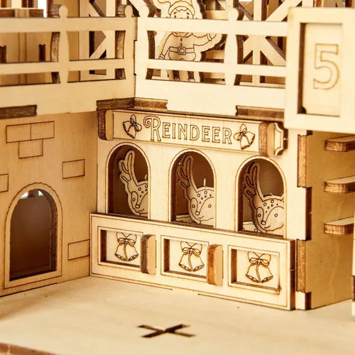 Vista 5 de Rompecabezas de madera 3D, kits de modelo de fábrica de Papá Noel, rompecabezas y rompecabezas para Navidad/cumpleaños, regalos para adultos