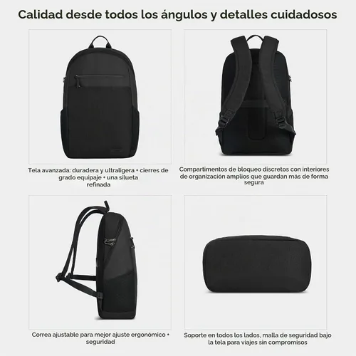 Vista 5 de Travelon Mochila antirrobo Metro con bolsa de bloqueo RFID