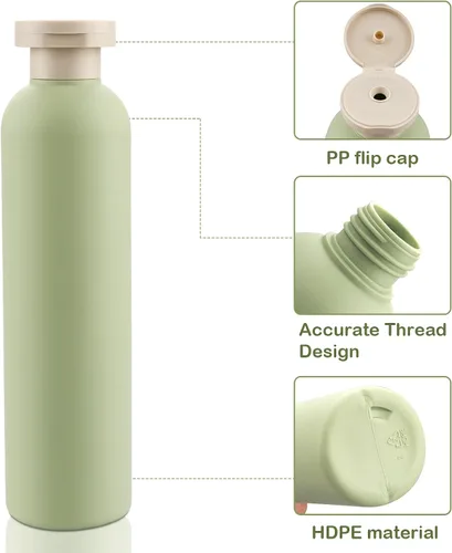 Vista 3 de Cosywell Botellas exprimibles con tapa abatible, recipientes de viaje recargables de plástico de 8.8 onzas para artículos de tocador, champú