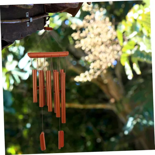 Vista 9 de VICASKY Carillón de viento decorativo de bambú de 10 tubos para relajar la música, colgante para el hogar, adorno calmante y melodioso regalo