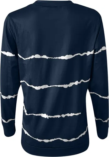 Vista 3 de Camisas de manga larga para mujer, estilo casual, cuello redondo, a rayas, ligeras, holgadas, a la moda