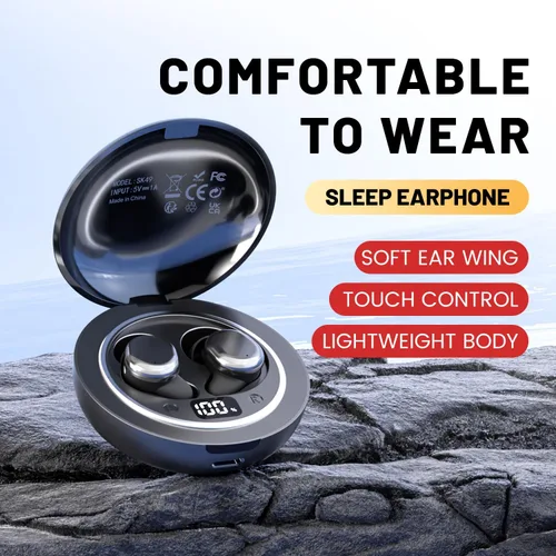 Vista 2 de Mini auriculares Bluetooth invisibles, Bluetooth 6.0 con cancelación de ruido para dormir de lado, auriculares pequeños ajuste cómodo para dormir