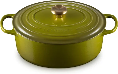 Vista 42 de Le Creuset - Olla holandés redonda con tapa de cocina, hecha de hierro fundido esmaltado, 6.75 cuartos de galón, color alcachofa, colección signature