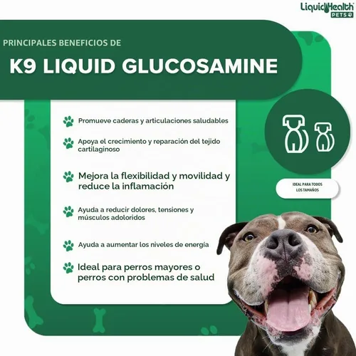 Vista 4 de Glucosamina K-9 de Liquid Health, Fórmula de Cadera y Articulaciones, 32 onza