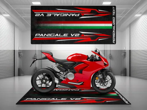 Vista 2 de MPM - Tapete de motocicleta para Panigale V2, lavable, antideslizante, resistente al aceite y al agua, para garaje, sala de exposición, taller Negro