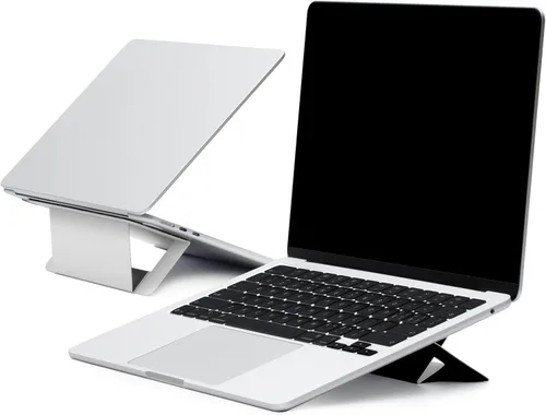 Vista 10 de MOFT Soporte para computadora portátil para escritorio, soporte de computadora adhesivo con doble ángulo, soporte elevador ergonómico