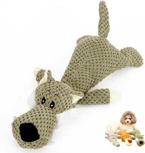 Vista 8 de Juguete para perro, animal robusto diseñado para masticadores pesados, juguete de peluche grande para perro, juguete chirriante duradero