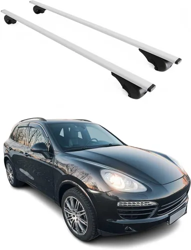 Vista 11 de OMAC Barras transversales para Porsche Cayenne 2003 a 2010, portaequipajes, 165 libras, 2 piezas, color plateado