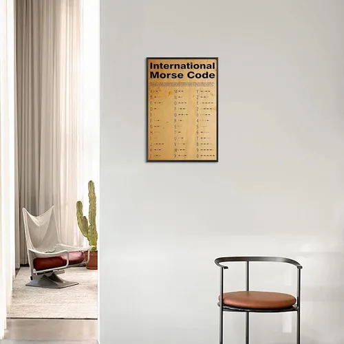 Vista 6 de Póster vintage internacional en código morse con alfabeto fonético morse, arte de pared retro de 1800 para amantes de los militares, pintura