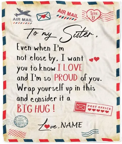 Vista 13 de Manta personalizada con texto en inglés «To My Sister from Brother I Love You Hugs» (texto en inglés) con texto en inglés «To My Sister», «I Love