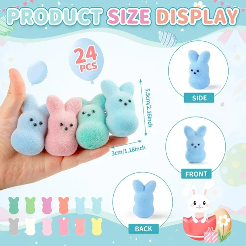 Vista 2 de Relleno de cesta de Pascua para niños, rellenos de huevos de Pascua, juguetes de conejo, regalos de Pascua para niños, recuerdos de fiesta para 12