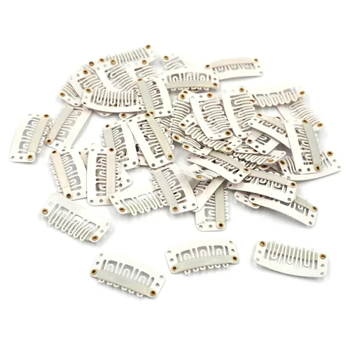 Vista 3 de Honbay 50 clips de presión en forma de U de 6 dientes para extensiones de cabello, 1.3 pulgadas (beige)