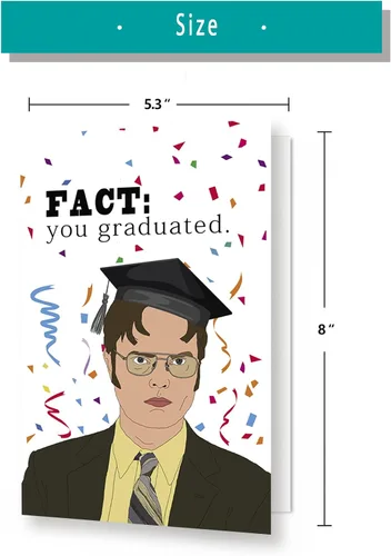 Vista 2 de BENNLOOS Divertida tarjeta de graduación de regalo para él y ella, divertida tarjeta de graduación de la oficina de Dwight, The Office Fact: You