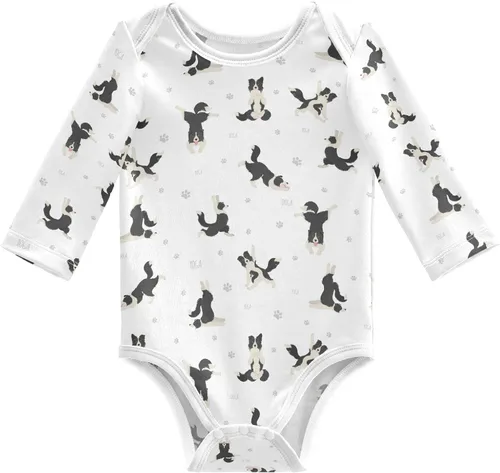 Vista 18 de vvfelixl Body de bebé negro Pug blanco manga larga algodón ropa de bebé para niños niñas 0-24 meses Multi1