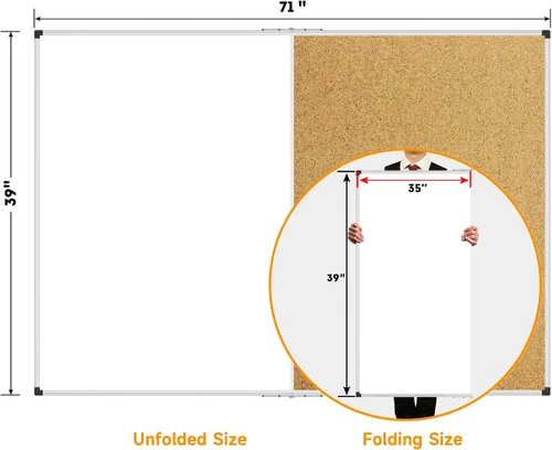Vista 19 de XBoard Pizarra blanca magnética de 36 x 24 pulgadas, pizarra blanca combinada de borrado en seco/tablero de corcho, pizarra blanca magnética +