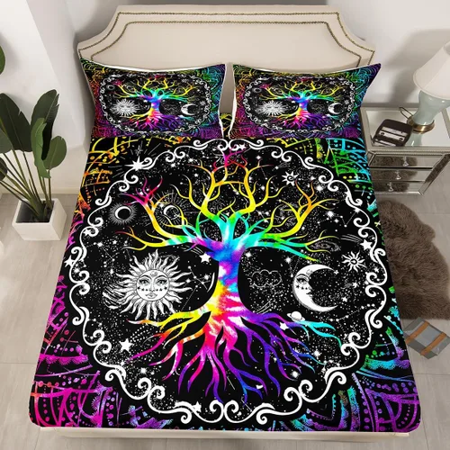 Vista 13 de Erosebridal Sábanas de cama de vaca tamaño individual para decoración rústica, sábana bajera ajustable de estrellas del oeste de Texas para vaquera
