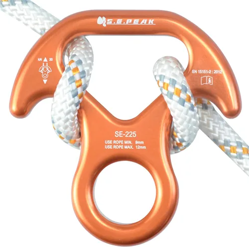 Vista 10 de 30kN/35kN/40kN Rescate Figura 8 Descender Engranaje de escalada Equipo de descenso Dispositivo de rappeling de placa de aparejo para escalada