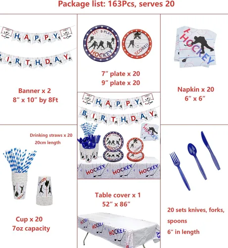 Vista 2 de Suministros para fiestas de hockey – Paquete de fiesta temática de hockey sobre hielo para fanáticos del hockey sobre hielo para el día de partido