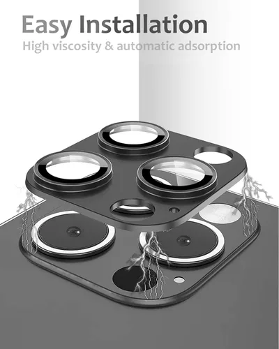 Vista 3 de Protector de lente de cámara compatible con iPhone 13 Pro / 13 Pro Max, protector de lente de cámara de vidrio templado de metal Plus, compatible