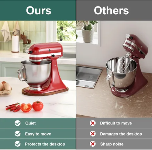 Vista 9 de GuanQiao Alfombrilla deslizante de bambú de grado alimenticio para mezclador de cabeza inclinada KitchenAid de 4,5-5 Qt, alfombrilla deslizante