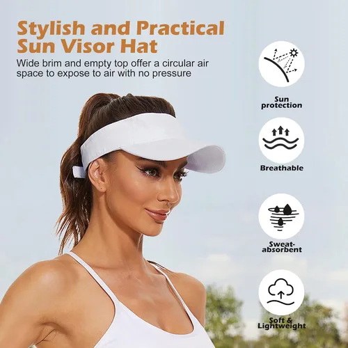 Vista 5 de Zando Sombreros de visera para mujer, de algodón, ajustables, viseras para el sol, para deportes al aire libre, unisex, para golf, tenis