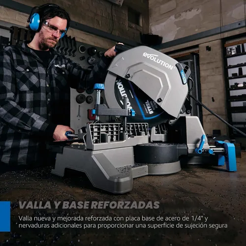 Vista 7 de Sierra de corte y medición EVOLUTION S14MCS de 14" Sierra de corte de acero en frío Motor y hoja inteligente EVOMAX +3500 cortes Cortes sin