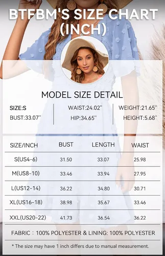 Vista 6 de BTFBM - Vestido casual de manga corta con cuello en V para mujer, con lunares suizos, dobladillo con volantes, vestidos cortos de playa