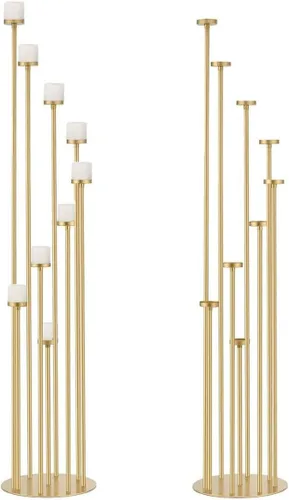 Vista 9 de Candelabro Negro de Piso de 9 Brazos Portavelas para Decoración del Hogar, Bodas, Cenas, Eventos Formales (Vela Excluida) Candelabro negro