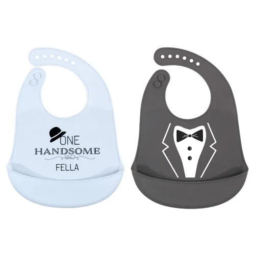 Vista 4 de Hudson Baby Baberos de silicona unisex para bebé, Apple Of My Eye, talla única