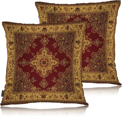 Vista 20 de Swono Juego de 2 fundas de almohada decorativas para el hogar de 18 x 18 pulgadas, diseño abstracto de color negro y amarillo, para sala de estar