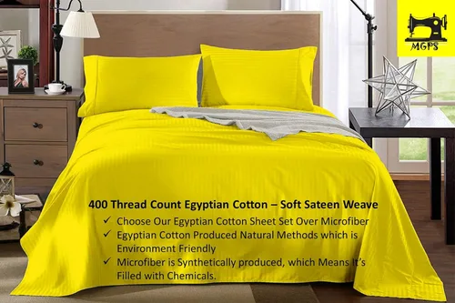 Vista 10 de True Luxury Twin Sheets, 100% Egyptian Cotton 400-Thread-Count Bed Sheets, 4-PC Sheet Set, Single Ply Long-Staple Yarns, Sateen Weave, Fits Mattress