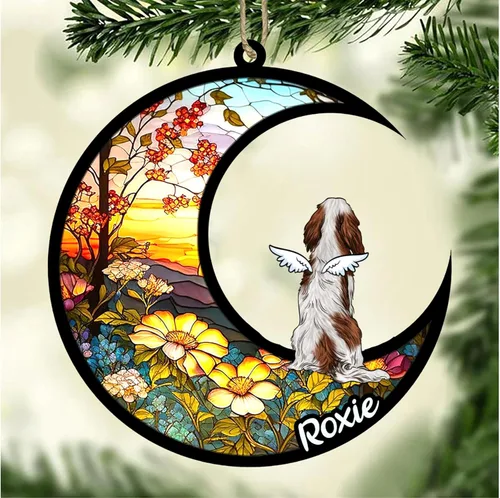 Vista 530 de LOVELYPOD Adorno de Navidad personalizado para perro Basset Hound (marrón) Basset Hound (marrón) adorno para atrapasoles de perro, razas de perros