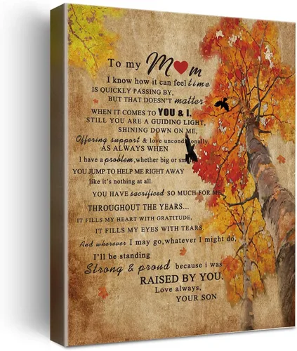 Vista 8 de Wailozco Decoración de pared para mamá, con texto en inglés "To Dear Mom", impresiones en lienzo enmarcadas, regalos para madre de hija