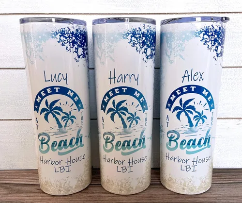 Vista 5 de AVITO Vaso personalizado para vacaciones en la playa, vaso delgado de 20 onzas con tapa y pajita, tazas de vacaciones familiares, regalo de viaje
