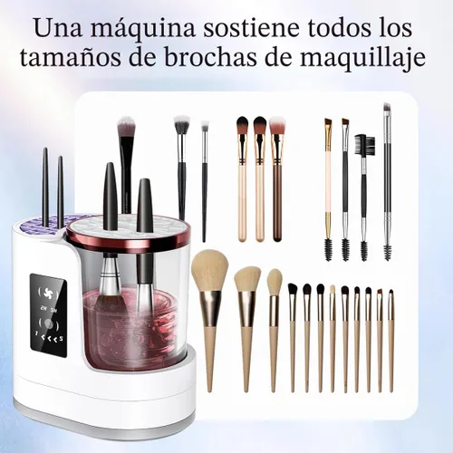 Vista 4 de Máquina limpiadora y secadora de brochas de maquillaje eléctrica, herramienta automática de limpieza profunda 3 en 1 con limpiador de brochas