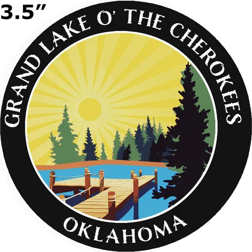 Vista 2 de Lake Dock - Grand Lake O' The Cherokees - Oklahoma - Adhesivo adhesivo para ventana de coche y camión de 3.5 pulgadas