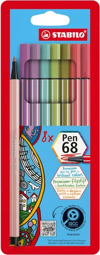 Vista 14 de STABILO Pen 68 - Bolígrafo con punta de fieltro de calidad premium, cartera de 6 colores de neón