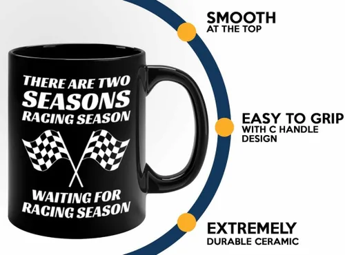 Vista 4 de Taza de café Racer de 11 onzas, color negro, temporada de carreras, Fuel Speed Racer Car Guys Circuit, regalos para él, papá, hombres, novio