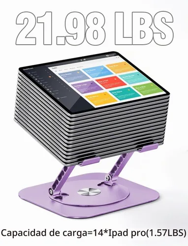 Vista 6 de AOEVI Soporte ajustable para laptop con base giratoria de 360º, ergonómico y plegable, elevador para computadora portátil compatible con MacBook