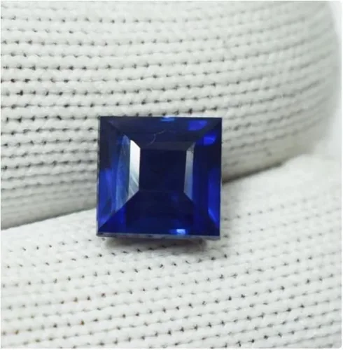 Vista 4 de Piedras preciosas naturales de zafiro azul, cristales curativos de zafiro, piedra energética cuadrada, fabricación de joyas, cristales azules