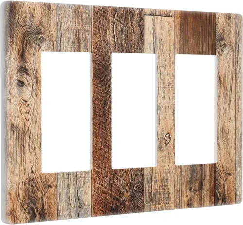 Vista 38 de Placa de Interruptor de Luz de Palanca Única Abstracta en Negro, Blanco y Gris, Cubierta de Tomacorriente, Placa de Pared Decorativa de Un