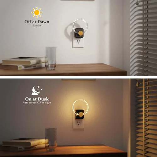 Vista 2 de JandCase Luz Nocturna, Luces Nocturnas Cambiantes de Color Enchufables en la Pared, Luz Nocturna RGB con Sensor de Luz, Luz Nocturna Enchufable