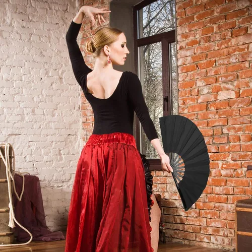 Vista 6 de Aodaer Paquete de 4 abanicos decorativos chinos de Kung Fu Tai Chi para hombres y mujeres, color negro